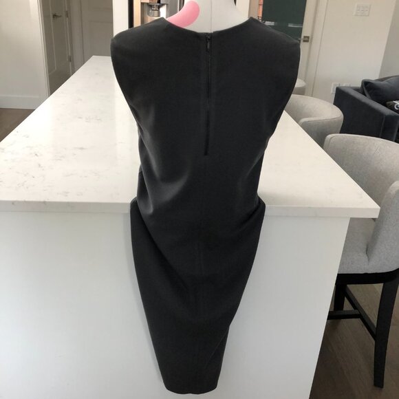 Vince Sleeveless Crew Neck Viscose Blend Knit Sheath Midi Dress Gray Size L - Picture 6 of 12